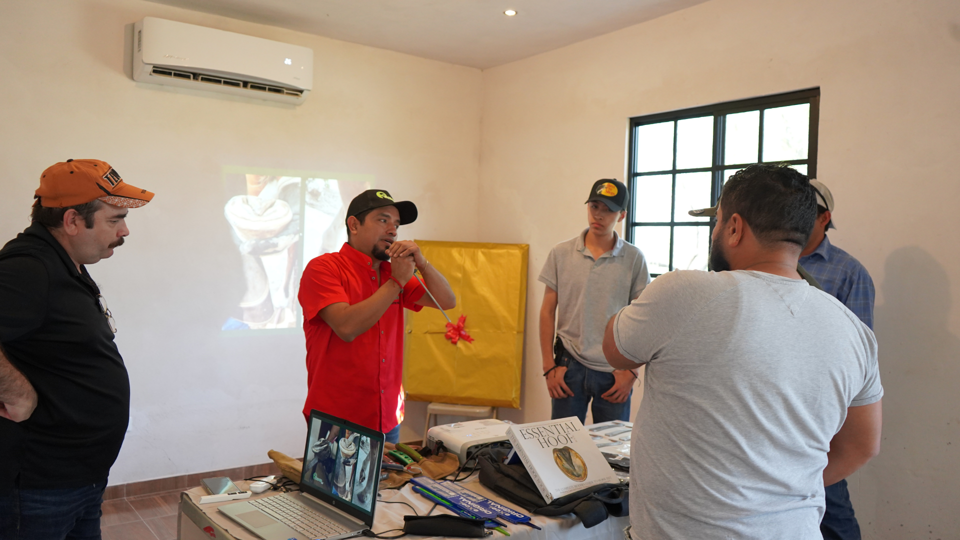 Instrucción grupal bajo sombra